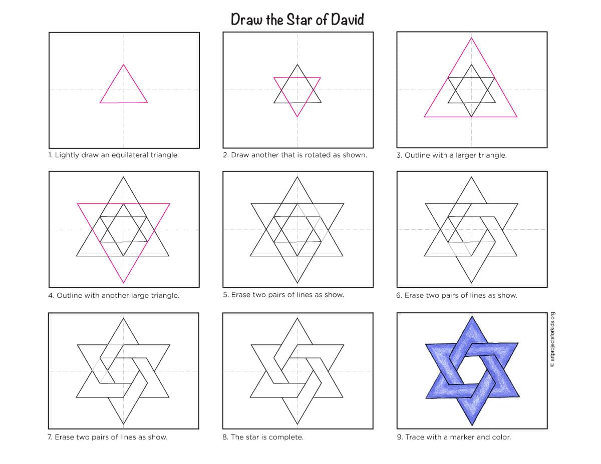 how to draw the star of david: easy step-by-step art lesson